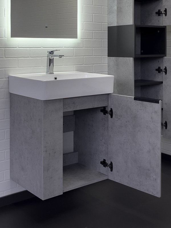 Мебель для ванной комнаты Comforty Асти 60П подвесная, светлый бетон