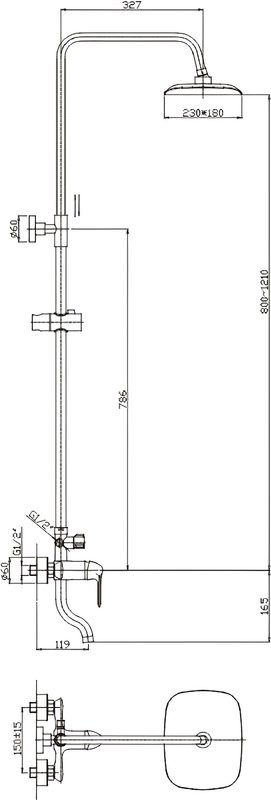 Душевая стойка Haiba HB2405 хром