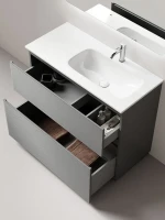 Тумба с раковиной Sancos Folk Floor 100 правая напольная, ergraut soft, раковина CN7015