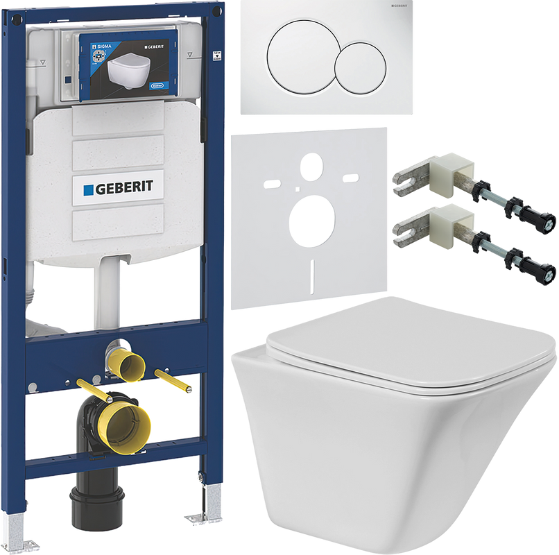 Комплект Унитаз подвесной BelBagno Marmi + Крышка BB052SC с микролифтом + Инсталляция Geberit Duofix UP 320 111.300.00.5 + Кнопка Sigma 01 115.770.11.5 белая + Крепления 111.815.00.1 к стене + Звукоизоляция