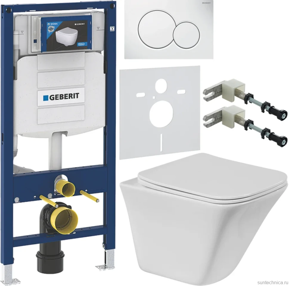 Комплект Унитаз подвесной BelBagno Marmi + Крышка BB052SC с микролифтом + Инсталляция Geberit Duofix UP 320 111.300.00.5 + Кнопка Sigma 01 115.770.11.5 белая + Крепления 111.815.00.1 к стене + Звукоизоляция
