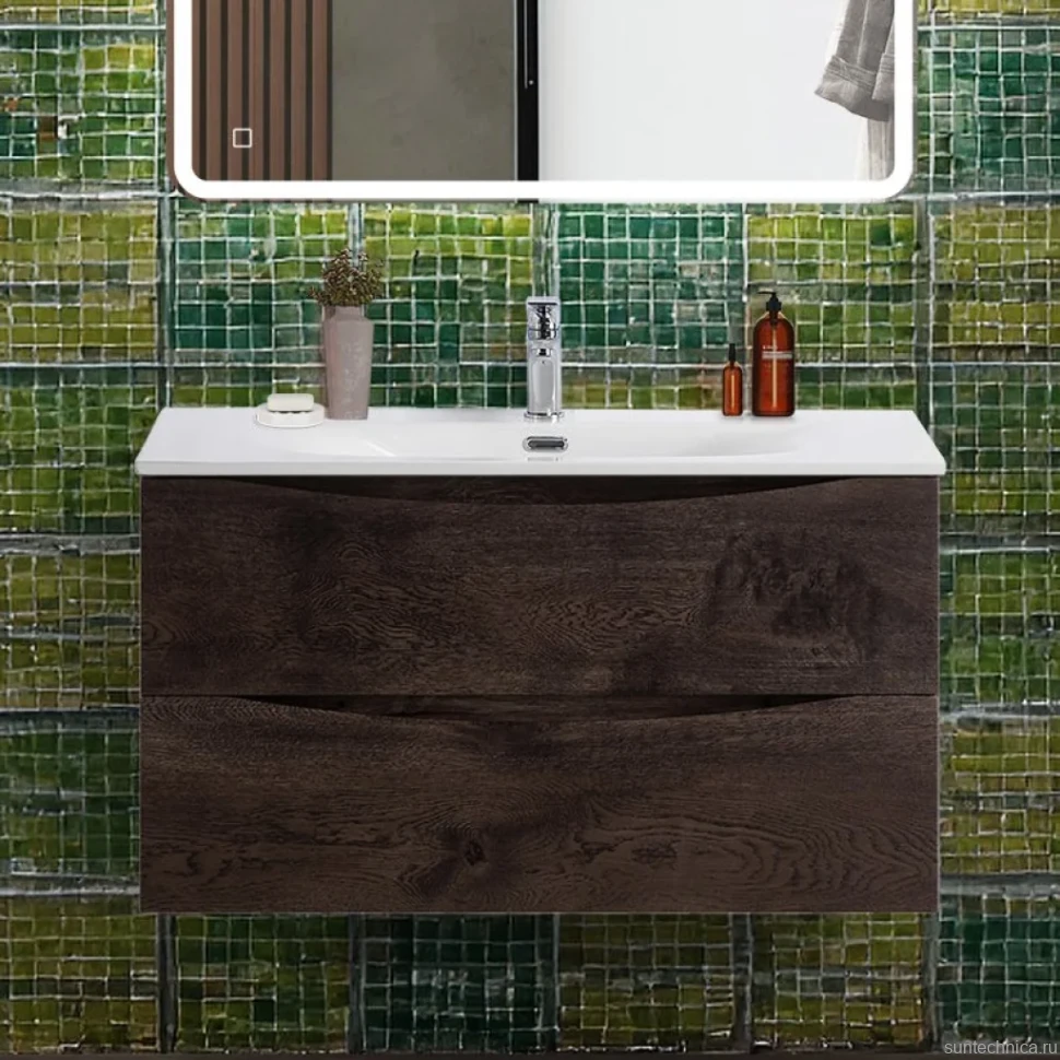 Тумба с раковиной BelBagno Marino-cer-n 90 подвесная, rovere nature grigio