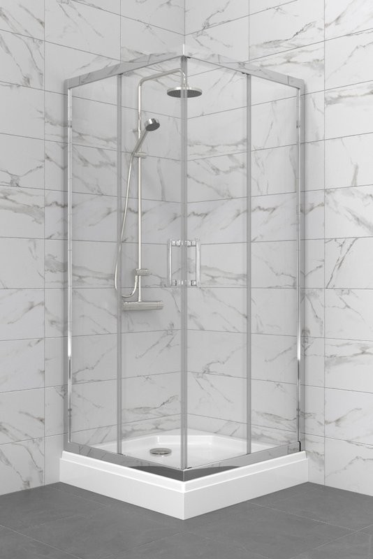 Душевой уголок Triton Фикс Хром Щ0000077412 80х80 см с поддоном, профиль хром