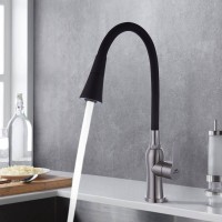 Смеситель для кухни Fashun A54801+N7350 с гибким изливом, сатин, черный