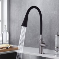 Смеситель для кухни Fashun A54801+N7350 с гибким изливом, сатин, черный