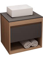 Тумба с раковиной Teymi Ritta 55 дуб эврика, матовый графит, раковина Helmi Mini 38