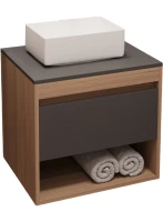 Тумба с раковиной Teymi Ritta 55 дуб эврика, матовый графит, раковина Helmi Mini 38