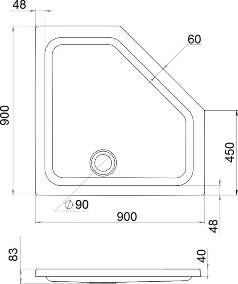 Поддон для душа Triton ПД28 90х90