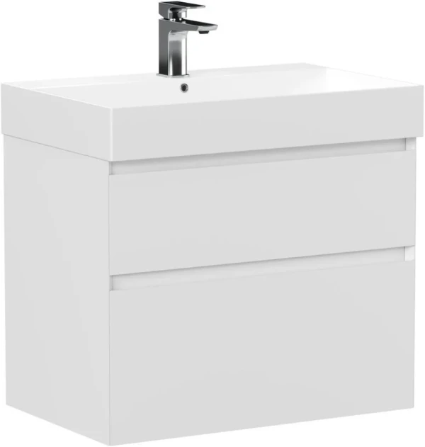Тумба с раковиной Allen Brau Infinity 70 2 ящика, матовый белый, раковина Aquanet Sanovit Slim Synergy 70