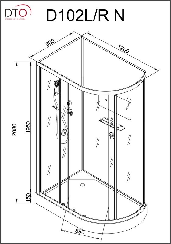 Душевая кабина DTO D D102L профиль хром, стекло матовое