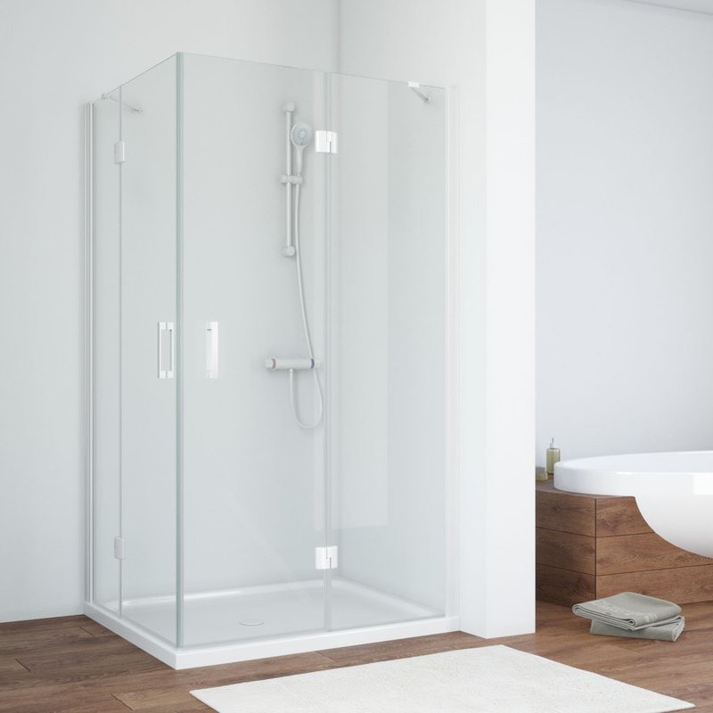 Душевой уголок Vegas Glass AFA-F 100*80 01 01 R профиль белый, стекло прозрачное