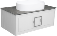Тумба с раковиной La Fenice Cubo 90 подвесная, bianco, ручка хром, столешница черный мрамор, раковина матовая белая