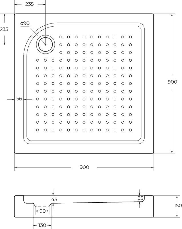 Поддон для душа BelBagno Tray 90х90 с сифоном