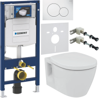 Комплект Унитаз подвесной Ideal Standard Connect + Крышка + Инсталляция Geberit Duofix UP 320 111.300.00.5 + Кнопка Sigma 01 115.770.11.5 белая + Крепления 111.815.00.1 к стене + Звукоизоляция