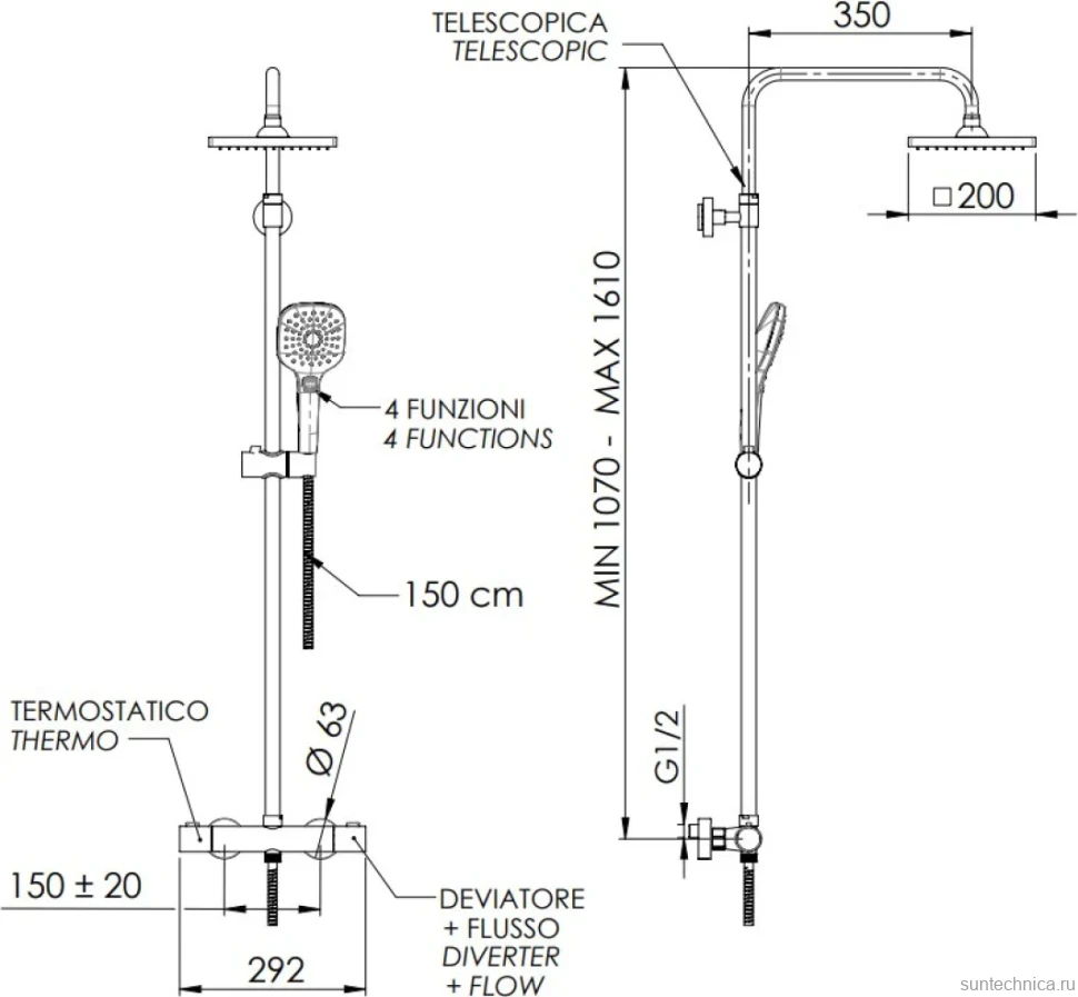 Душевая стойка Remer Elegance EQ32A8CPSD20