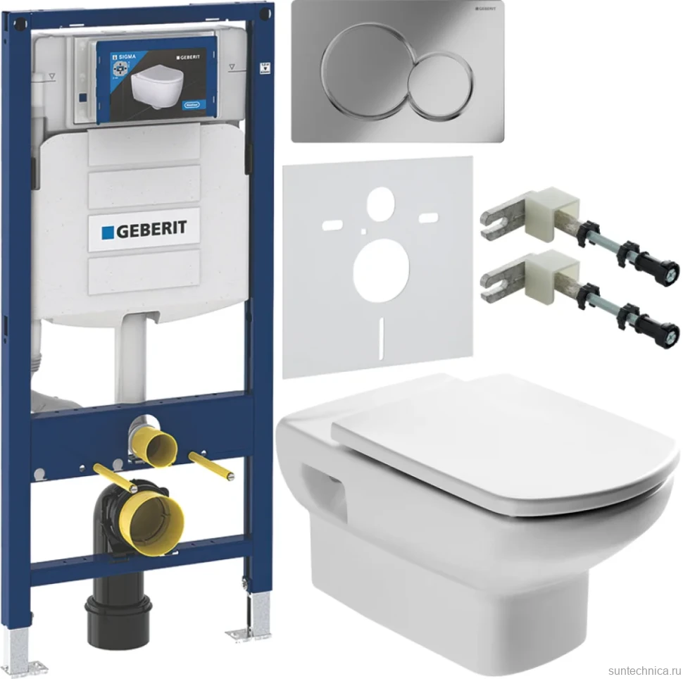 Комплект Унитаз подвесной Roca Dama senso + Крышка Dama Senso ZRU9000040 + Инсталляция Geberit Duofix UP 320 111.300.00.5 + Кнопка Sigma 01 115.770.21.5 хром + Крепления 111.815.00.1 к стене + Звукоизоляция