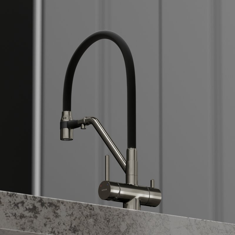 Смеситель для кухни Sancos Dora SC4003GG с гибким изливом, вороненая сталь