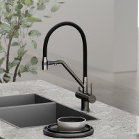 Смеситель для кухни Sancos Dora SC4003GG с гибким изливом, вороненая сталь
