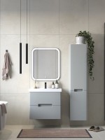 Мебель для ванной комнаты SanStar Ориана 60 подвесная, серая, раковина Dreja Грейс 60