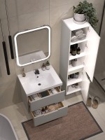 Мебель для ванной комнаты SanStar Ориана 60 подвесная, серая, раковина Dreja Грейс 60