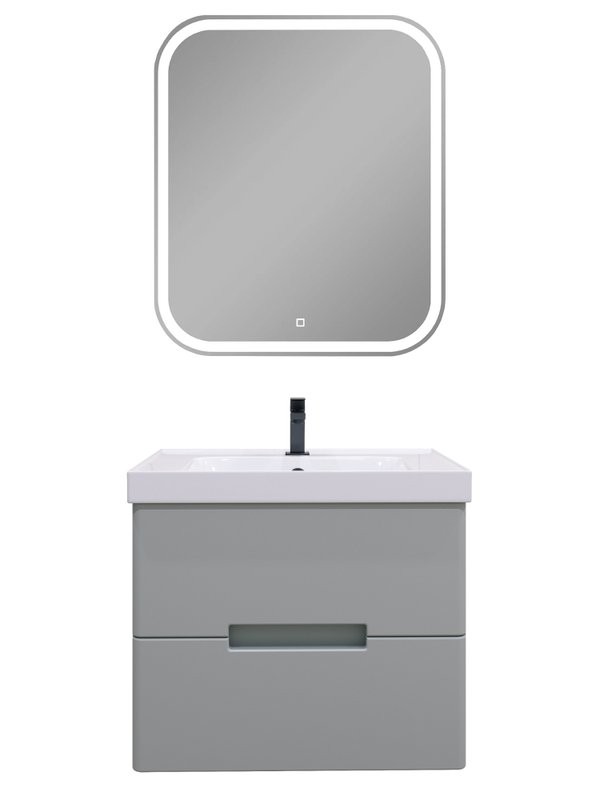 Мебель для ванной комнаты SanStar Ориана 60 подвесная, серая, раковина Dreja Грейс 60