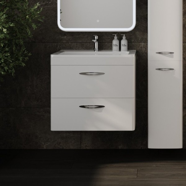 Тумба с раковиной Style Line Каре 70 подвесная. Люкс Plus, белая