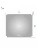 Зеркало Alavann Anna 90x80 с подсветкой, с антизапотеванием