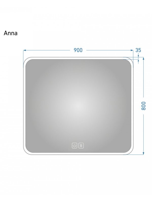 Зеркало Alavann Anna 90x80 с подсветкой, с антизапотеванием