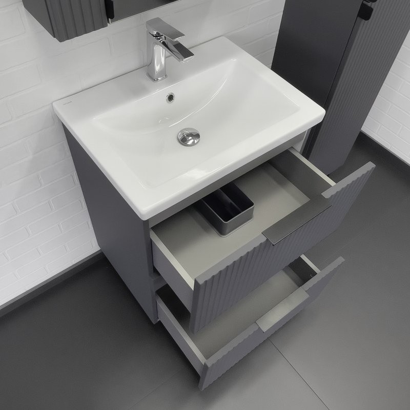 Мебель для ванной комнаты Comforty Лима 60Н2 напольная, антрацит