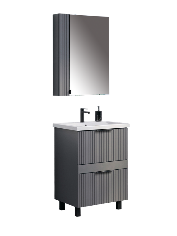 Мебель для ванной комнаты Comforty Лима 60Н2 напольная, антрацит