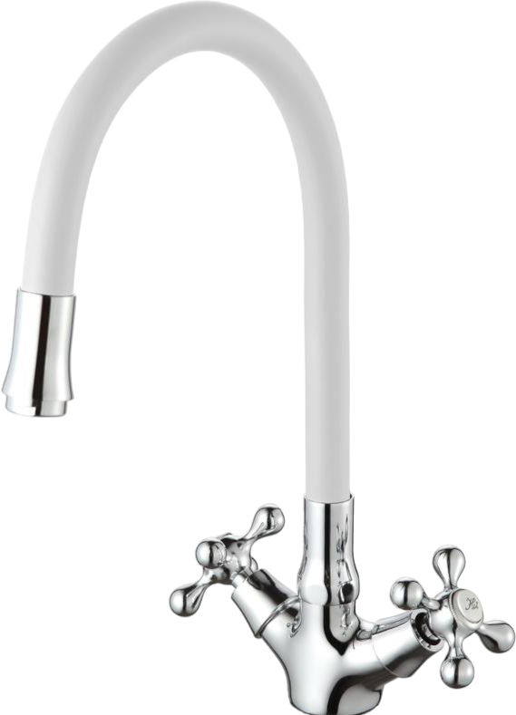 Смеситель для кухни D-lin D153810-3 с гибким изливом, белый