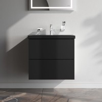 Тумба с раковиной AM.PM Gem 60 черная матовая, подвесная, с 2 ящиками