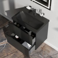 Тумба с раковиной AM.PM Gem 60 черная матовая, подвесная, с 2 ящиками