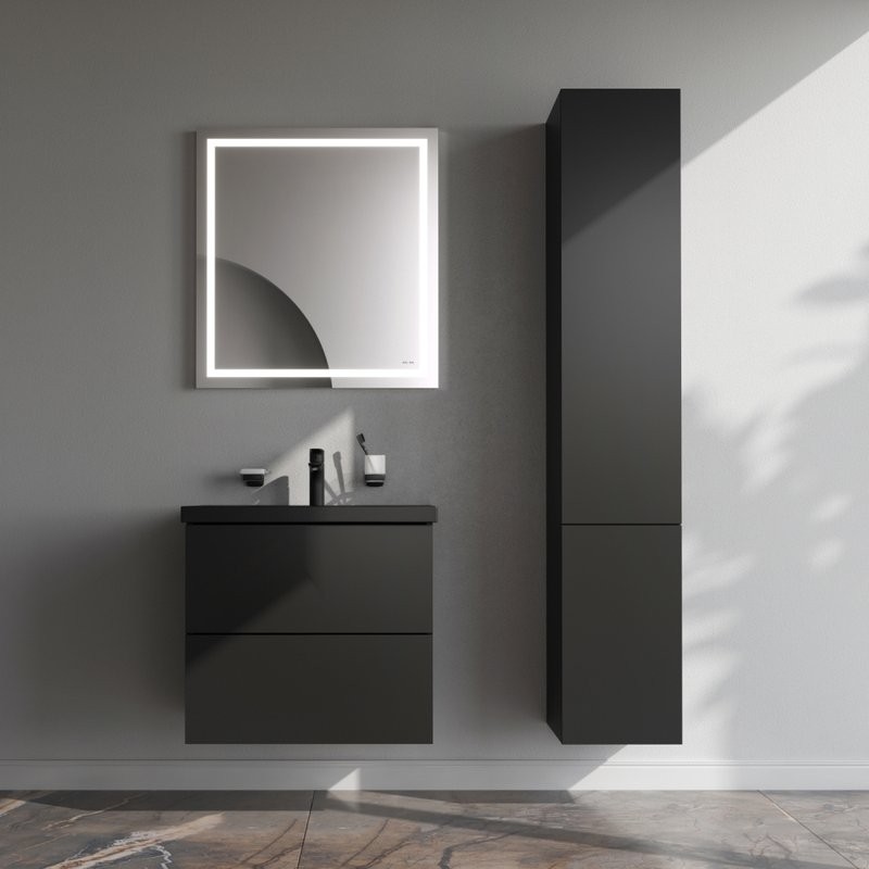 Тумба с раковиной AM.PM Gem 60 черная матовая, подвесная, с 2 ящиками