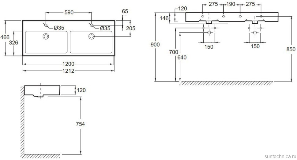 Мебельная раковина Jacob Delafon Vivienne EXBL112-00 120 см двойная