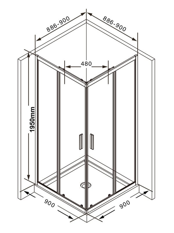 Душевой уголок Ravak Blix Slim BLSRV2-90 профиль матовый черный, стекло прозрачное Transparent