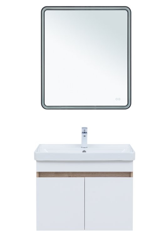 Мебель для ванной комнаты Aquanet Оптима 80 подвесная, дуб светлый, белый сатин