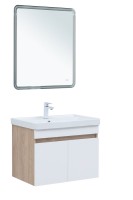 Мебель для ванной комнаты Aquanet Оптима 80 подвесная, дуб светлый, белый сатин
