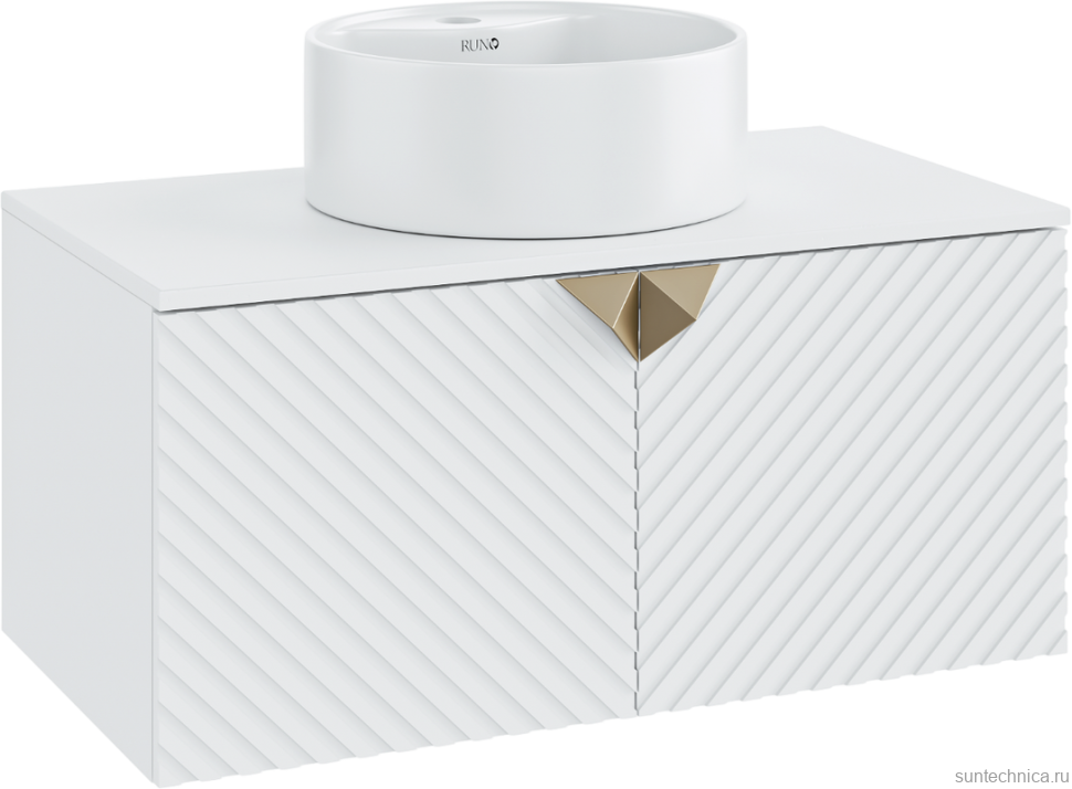 Тумба под раковину со столешницей Runo Андорра 85 белая матовая, белый глянец