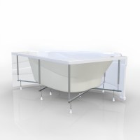 Акриловая ванна Marka One Love Love L 185x135 см, угловая, левая, пристенная, белая, асимметричная, с каркасом, для двоих