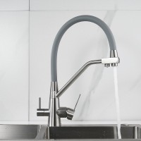 Смеситель для кухни Shevanik S968L с гибким изливом, сатин