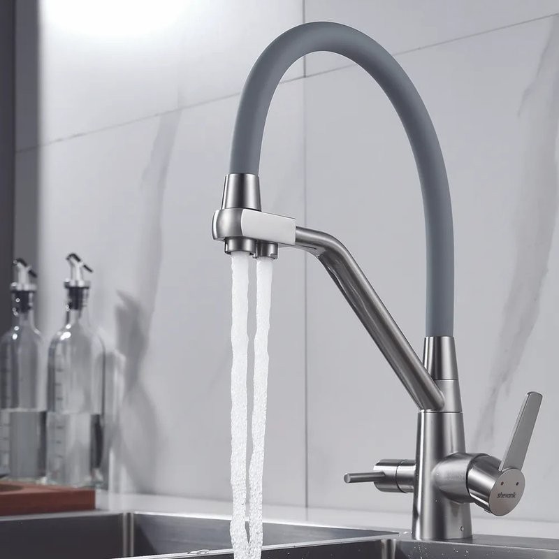 Смеситель для кухни Shevanik S968L с гибким изливом, сатин