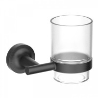 Стакан для ванной Wonzon & Woghand Simple WW-6521-BGM настенный, вороненая сталь, стеклянный Стакан для ванной Wonzon & Woghand Simple WW-6521-BGM настенный, вороненая сталь, стеклянный