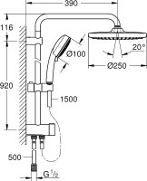 Душевой комплект Термостат Grohe Grohtherm 34793000 + Стойка Tempesta Cosmopolitan System 250 26675000