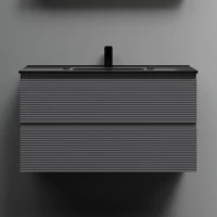 Тумба с раковиной Sancos Folk 90 grey soft, раковина CN7002MB