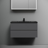 Тумба с раковиной Sancos Folk 90 grey soft, раковина CN7002MB