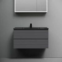 Тумба с раковиной Sancos Folk 90 grey soft, раковина CN7002MB