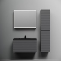 Тумба с раковиной Sancos Folk 90 grey soft, раковина CN7002MB