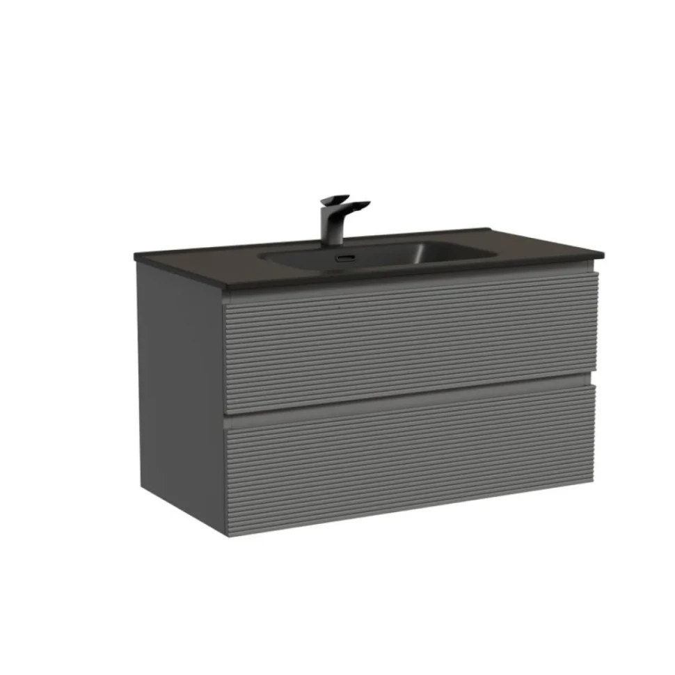 Тумба с раковиной Sancos Folk 90 grey soft, раковина CN7002MB