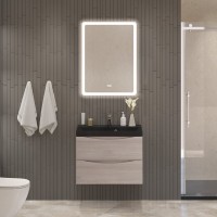 Тумба с раковиной BelBagno Marino 60 подвесная, rovere grigio, черная раковина